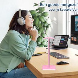 longziming -Koptelefoonstandaard met gewogen voet – Verhoogde hoogte voor alle gaming- en desktopkoptelefoons – Universale headsethouder in zwart, stevige en stabiele ophangoplossing voor uw koptelefoon — thumbnail 4