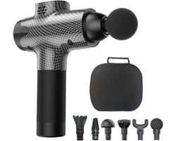 Massage Gun - Spierherstel Tool - Spierontspanning Bevorderen - 20 Snelheden LCD - 6 Opzetstukken - Zwart
