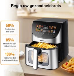 Digitale Airfryer XXL 8L Sinaopus 8005A -1800W Heteluchtfriteuse - Kleurendisplay - 12 Voorgeprogrammeerde Functies - Slimme Tijd & Temperatuurregeling - Capaciteit voor 5 Personen — thumbnail 5