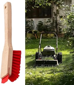 Grasmaaier Schraper - Onderhoudsborstel Gazon - Gazon Onderhoud - Roestvrij Metaal - 40 cm - Houten Borstel — thumbnail 5