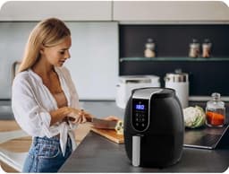 Vetvrije friteuse - Heteluchtfriteuse Airfryer - Gezond Koken - Met Display - 26 liter - Zwart zilver — thumbnail 4