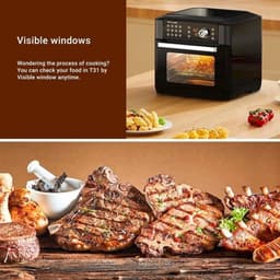 Heteluchtfriteuse – Airfryer - Airfryer Oven - 15L - 360° Luchtcirculatie - 1700W - 240V - 12 Voorinstellingen - LED Touchscreen - Kijkvenster - App Bediening - Zwart — thumbnail 4