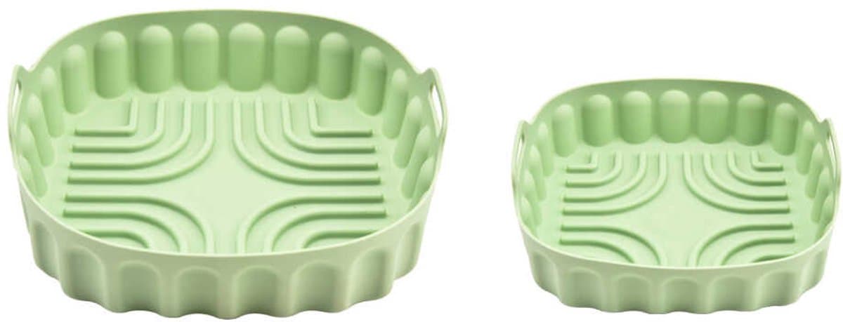 2 groene vierkante siliconen bakmatten voor de airfryer — afbeelding 1