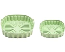 2 groene vierkante siliconen bakmatten voor de airfryer