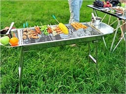 Roestvrijstalen houtskoolbarbecue, inklapbaar, outdoor, BBQ, draagbare campingbarbecue, staande grill, grillwagen, kolengrillm 74 x 33,5 x 71,5 cm. — thumbnail 3