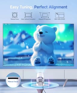 4K Smart Projector - Draagbare Beamer - Android 11 - Wifi 6 - Bluetooth 5.4 - Native 720P HD - Automatische Keystone Correctie - 180° Draaibaar - Ingebouwde Speaker - Voor Thuisbioscoop, Gaming en Presentaties — thumbnail 3