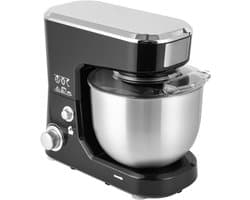 5 L Keukenmachine, 1000 W kneedmachine met 3 snelheden, deegmachine roestvrij staal 304, mixer keuken, vleesmolen elektrisch, incl. eiklopper, garde en kneedhaak