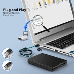 Externe Floppy Disk Drive - Floppy Lezer USB - Oude Data Lezen - Dubbele USB-A & C - 3.5 Inch — thumbnail 4