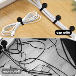 24 Stuks Magnetische Kabelbinders, Siliconen Kabelclip Organizer, Herbruikbare Kabelbeheerders, USB Kabelbeheer, Zwart — thumbnail 4