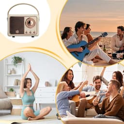 Elkuaie Retro Radio Bluetooth - Draagbare Subwoofer - Nostalgie Design - 1 Stuk - Melkachtig Wit — thumbnail 4
