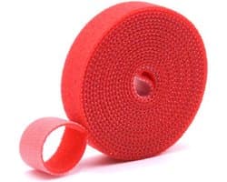 Klittenband kabelbinders voor kabelbeheer, 2 cm breed, sterke grip, rood, ideaal voor organisatie