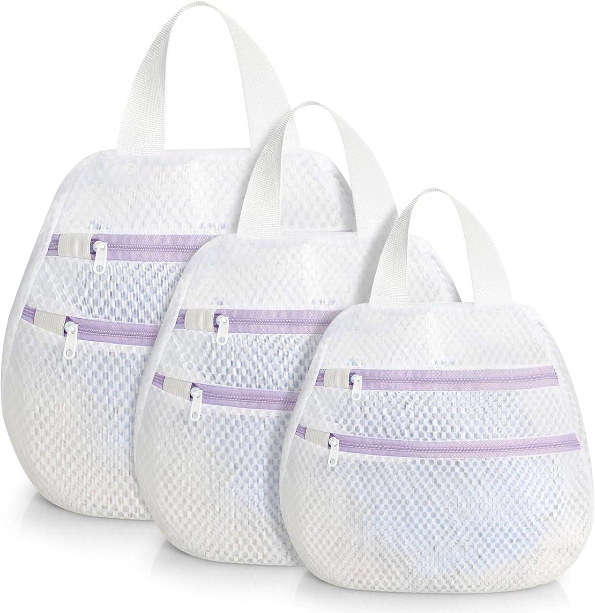 3-delige wasmachine met dubbellaags wasnet en herbruikbare waszak van mesh Geschikt voor bh's, sokken en paarse kleding (30 x 30 cm, 40 x 40 cm, 50 x 50 cm). — afbeelding 1