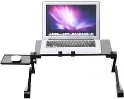 Verstelbare Laptopstandaard van Aluminium, Opvouwbare Notebook Houder met Muismat, Ideaal voor Bed, Kantoor en Ontspanning