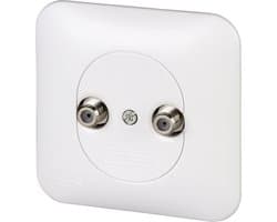 Multiservicestopcontact met plaat - TV stopcontact - TV signaal aansluiten - Individuele stekker - 82 cm breed - Wit