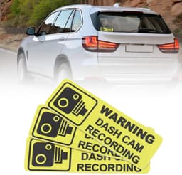 Dailygoods - Dailygoody - Dashcam Waarschuwingsstickers - Verbeterde Veiligheid - Geel - PVC - 10 Stuks - Geschikt voor Auto - 89x28 mm — thumbnail 5
