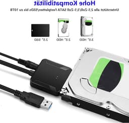 USB 3.0 naar SATA Adapter voor 2.5"/3.5" HDD/SSD - Snelle Gegevensoverdracht met 12V/2A Voeding en Optische Schijfondersteuning — thumbnail 3
