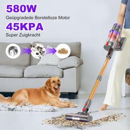 Steelstofzuiger Draadloos - Krachtige Stofzuiger - Snel Huis Schoon - Automatische Zuigkracht - 75 Min Looptijd - Goud — thumbnail 4