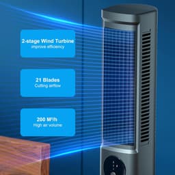 Draagbare Airco - Torenventilator - Ruimte Koelen - Bladloos Ontwerp - 3 Snelheden - Hemelsgrijs — thumbnail 2
