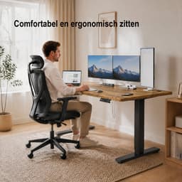 Devoko Elektrisch Zit-sta Bureau 160x80 cm – Stille Motor met Geheugenfunctie – Zit-alarm – Digitaal Display – 6 Knoppen Handbediening – USB Poort – Zit-sta Bureau – Bruin — thumbnail 3