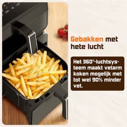 Saikefy Airfryer XXL - 11 Liter - Gestapelde Lades - 11 Programma's - Airfryer met Intelligent Touchbediening - Heteluchtfriteuse - Inclusief 4 handige accessoires — thumbnail 11