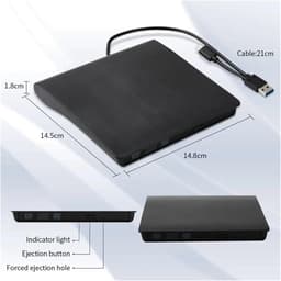 Externe DVD Brander - Optische Drive - Bestanden Archiveren - Snelle USB 3.0 - 8x Leessnelheid - Zwart — thumbnail 4