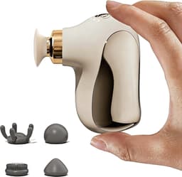 Mini massagepistool, spiermassager, stil en draagbaar, handmassageapparaat met 4 massagekoppen en 4 snelheden, elektrische rug- en nekmassager - platina. — thumbnail 1