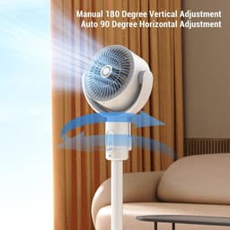 Staande Ventilator - Luchtcirculator - Comfort Verhogend - Met Afstandsbediening - Verstelbare Hoogte - Wit — thumbnail 2