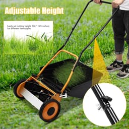 Handmatige grasmaaier - Duwmaaier gras - Gazon onderhoud - Met grasopvangbak - 40 cm maaibreedte - Oranje zwart — thumbnail 3