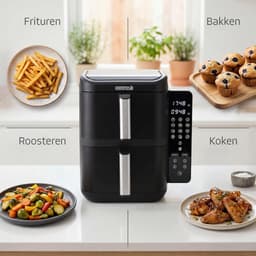Dubbele Airfryer - Hete Lucht Oven - Maaltijden Bereiden - Sync Finish Functie - 11 Liter Capaciteit - Zwart — thumbnail 3