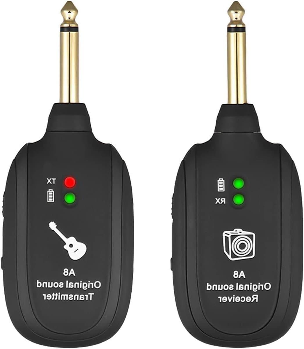 Draadloos Gitaarsysteem - Gitaar Zenderset - Muziek Optreden - UHF Real-time Audio - 50 m bereik - Zwart — afbeelding 1