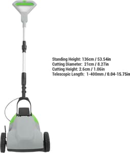 Draadloze Grasmaaier - Elektrisch gereedschap - Gazononderhoud - Ultralicht ontwerp - 21 cm snijbreedte - Zwart — thumbnail 5