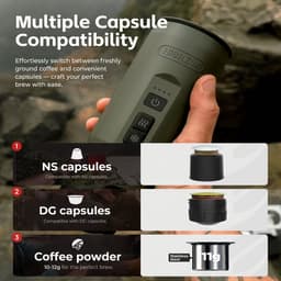 Draagbare Elektrische Espressomachine - Draagbare Espresso machine voor onderweg - 100 ml - Mini Reis Espressomachine - Mini Koffiemachine – Oplaadbaar 7500mAh – Voor Camping, Auto & Reizen — thumbnail 4