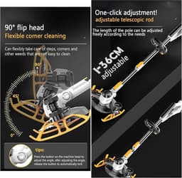 Accu grasmaaier - Elektrische trimmer - Tuinonderhoud - Drie messen - 16 cm maaibreedte - Zwart — thumbnail 4