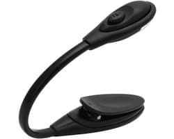 Klemleeslamp LED - Boeklampje - Lezen in bed - Verstelbare hals - 26 cm - Zwart