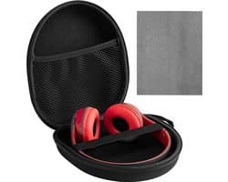 Hoofdtelefoon Case Over Ear, harde shell hoes met magische reinigingsdoek, universele opbergtas, 21 x 18 x 5,5 cm, zwart