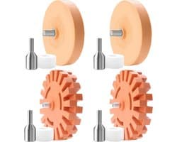 4 Stuks Verwijderwielen voor Stickers, Labels en Grafische Decals met Booradapter, 4 Inch Eraser Wheels voor Efficiënte Verwijdering