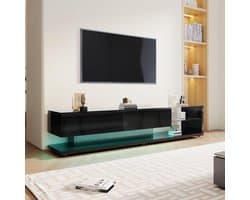 Tv meubel - Lowboard laden - Entertainment organiseren - Geïntegreerde ledverlichting - 170 x 36 x 38 cm - Zwart