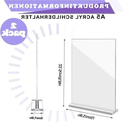 Acryl Signaalhouder voor Tafel, 2 Stuks Dubbelzijdige Transparante Displaystandaard voor Foto's, Ideaal voor Thuis, Kantoor en Winkels — thumbnail 3