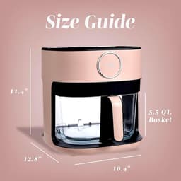 Luchtfriteuse Glazen Mand - Heteluchtfriteuse Airfryer - Snel en Gezond Koken - Vaatwasmachinebestendige Mand - 5.5 Qt - Rouge — thumbnail 5