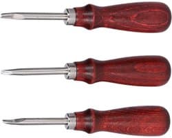 3-delige Leren Snijset met Houten Handvat voor Precisie en Comfortabel DIY Werk, Ideaal voor Curved Head Ontwerpen en Professioneel Gebruik