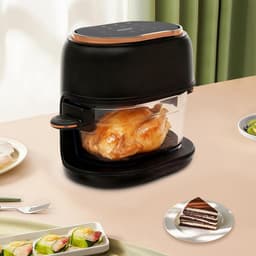 Heteluchtfriteuse - Airfryer - Gezond Koken - Glazen Mand Touchscreen - 4 Liter Inhoud - Zwart — thumbnail 3