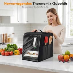 Afdekhoes Keukenmachine - Beschermhoes Deksel - Keuken Apparaat Beschermen - Geïntegreerde Handgreep - 42 x 15 x 5.5 cm - Zwart — thumbnail 4