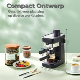 espressomachine met filterhouder, 6 bar, espressomachine van roestvrij staal met professioneel melkschuimmondstuk, ideaal voor cappuccino, latte en macchiato, compact en stijlvol. — thumbnail 5