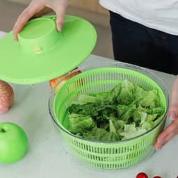 Salade Spinner - Groente Droger - Snelle Reiniging - Elektrische Drainer - 5 Liter - Wit — thumbnail 2