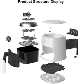 Compacte heteluchtfriteuse - Olievrije pan - Gezond koken - Energiebesparend ontwerp - 4 Liter capaciteit - Zwart — thumbnail 5