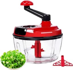Handmatige Keukenrobot - Compacte Hulp - Snel Ingrediënten Snijden - Opvouwbare Handgreep - 18.5x18.5x2cm - Rood — thumbnail 1
