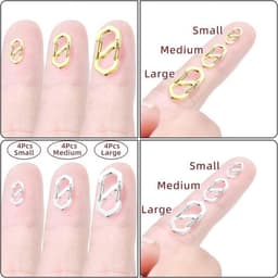 Set van 12 zilverkleurige kettingsluitingen van roestvrij staal met mini-karabijnhaken, ideaal voor het eenvoudig bevestigen van armbanden en sieraden — thumbnail 3