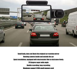 SPHProducts - mini dashcam - voor- en achtercamera - 170° kijkhoek - 3 inch display - nachtzichtfunctie - loop recording - HD kwaliteit - geschikt voor... — thumbnail 3
