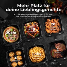 Heteluchtfriteuse - Airfryer XXL - Gezond Koken - Olie en Waterspray - 72 Liter - Zwart — thumbnail 5