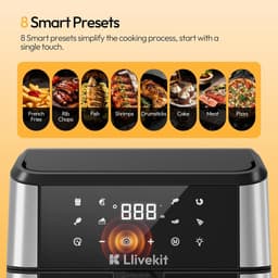 Heteluchtfriteuse XXL - Airfryer XL - Gezond Koken - Dubbele Warmtebron - 85 liter - Zwart — thumbnail 5